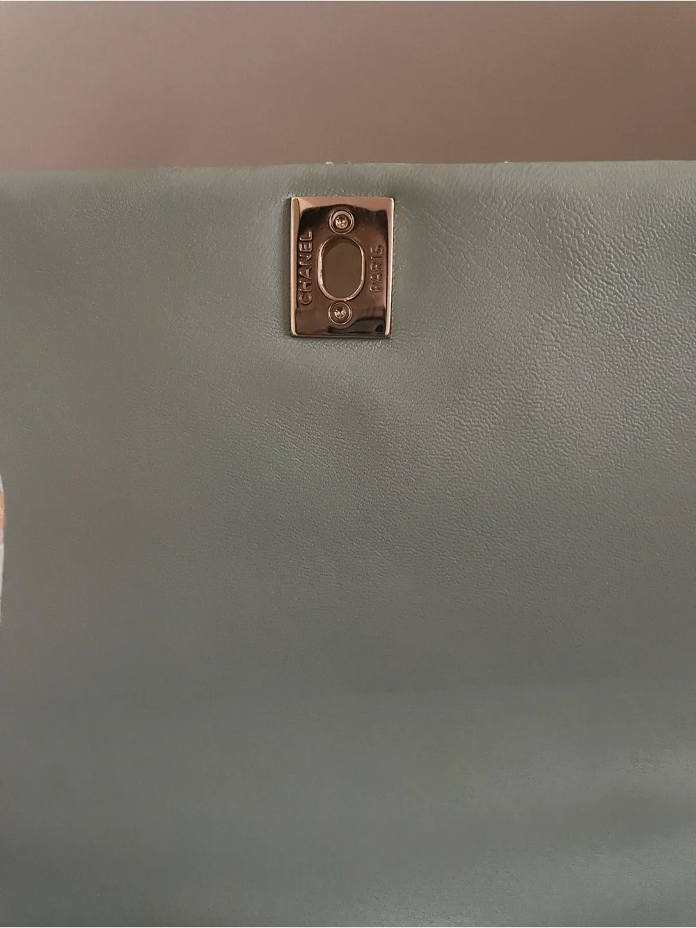 CHANEL Mint Green Quilted Top Handle bag with Gold Hardware